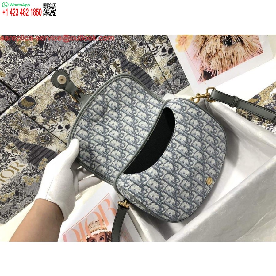 ρεπλίκα Dior M9317 Dior Bobby μεσαίο χιαστί τσάντα λοξό ζακάρ ανοιχτό πράσινο