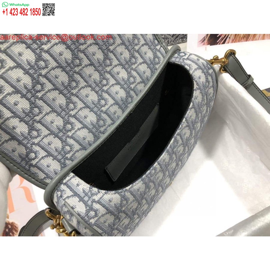 ρεπλίκα Dior M9317 Dior Bobby μεσαίο χιαστί τσάντα λοξό ζακάρ ανοιχτό πράσινο