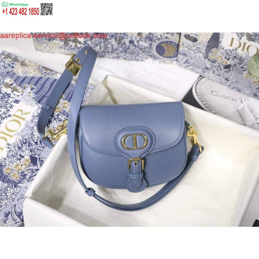 Réplique Dior M9317 Bandoulière Petit Sac Dior Bobby Cuir De Veau Box Bleu Lac