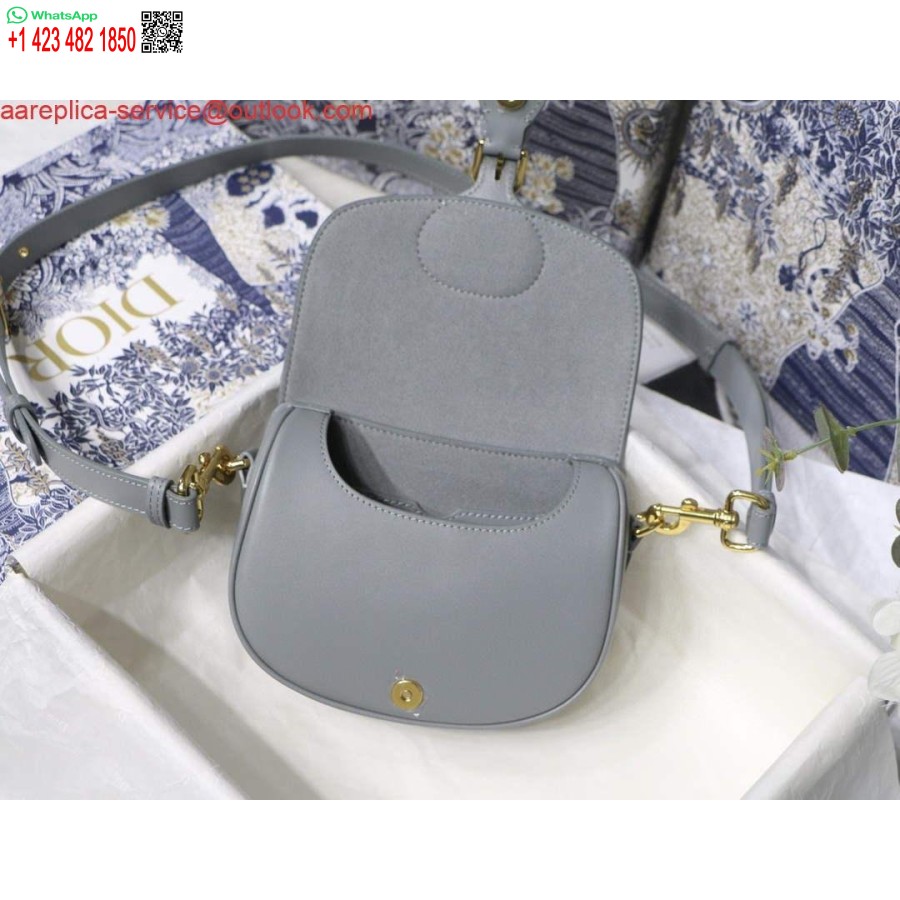 ρεπλίκα Dior M9317 χιαστί μικρή τσάντα Dior Bobby γκρι κουτί δέρμα μοσχαριού