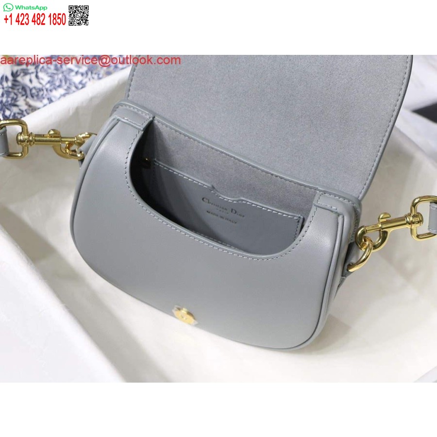 ρεπλίκα Dior M9317 χιαστί μικρή τσάντα Dior Bobby γκρι κουτί δέρμα μοσχαριού