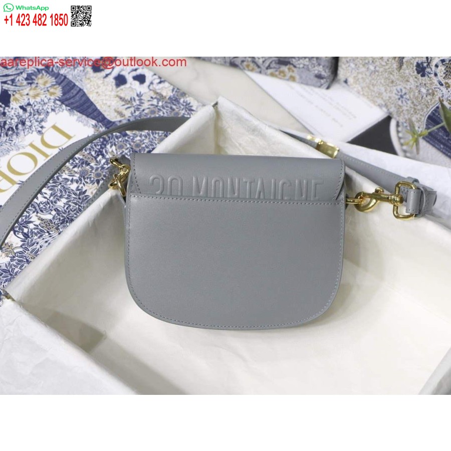 ρεπλίκα Dior M9317 χιαστί μικρή τσάντα Dior Bobby γκρι κουτί δέρμα μοσχαριού