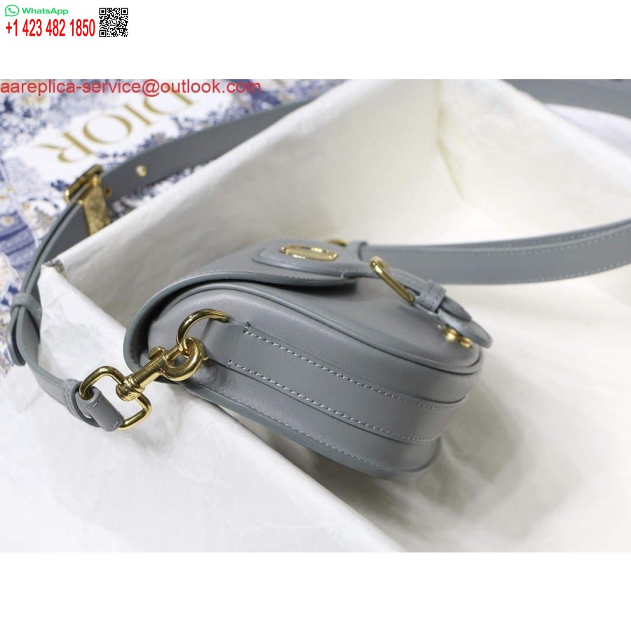 ρεπλίκα Dior M9317 χιαστί μικρή τσάντα Dior Bobby γκρι κουτί δέρμα μοσχαριού
