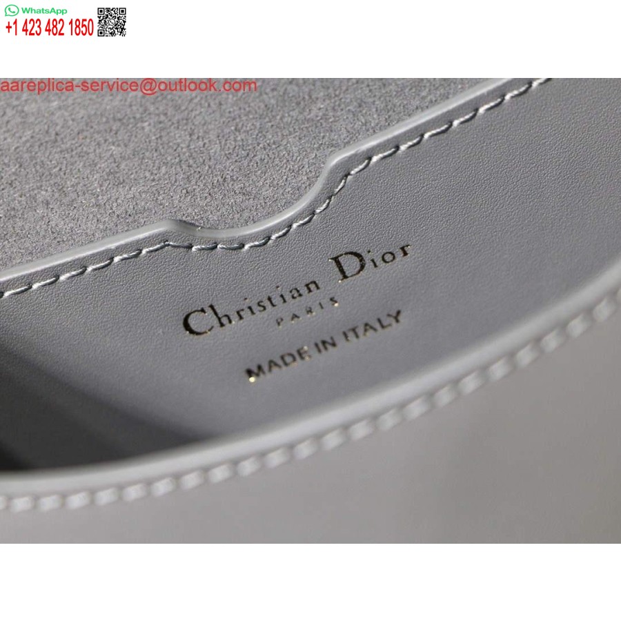 ρεπλίκα Dior M9317 χιαστί μικρή τσάντα Dior Bobby γκρι κουτί δέρμα μοσχαριού