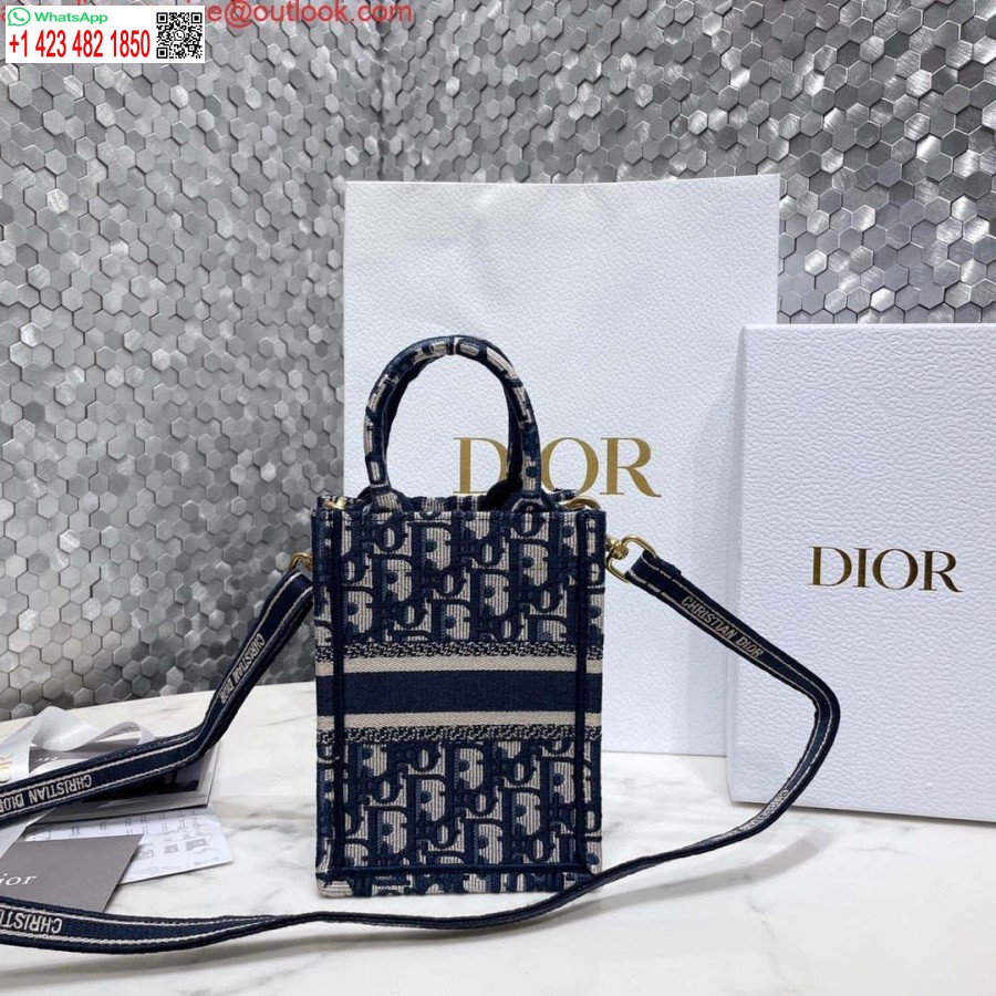 Replika Dior S5555 Mini Dior Torba Na Telefon Torba Na Telefon Niebieski Dior Ukośny Haft
