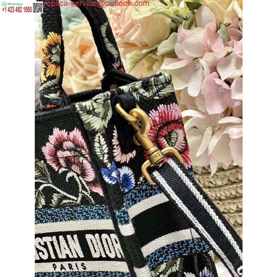 Replika Dior S5555 Mini Dior Knygų Nešiojamas Telefono Krepšys Juodas Daugiaspalvis Siuvinėjimas S1099
