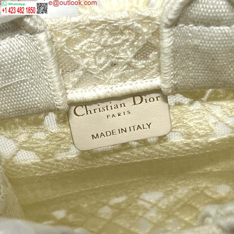 Replica Dior S5555 Mini Dior Knygų Krepšys, Smėlio Spalvos Nėrinių Gėlės S1109