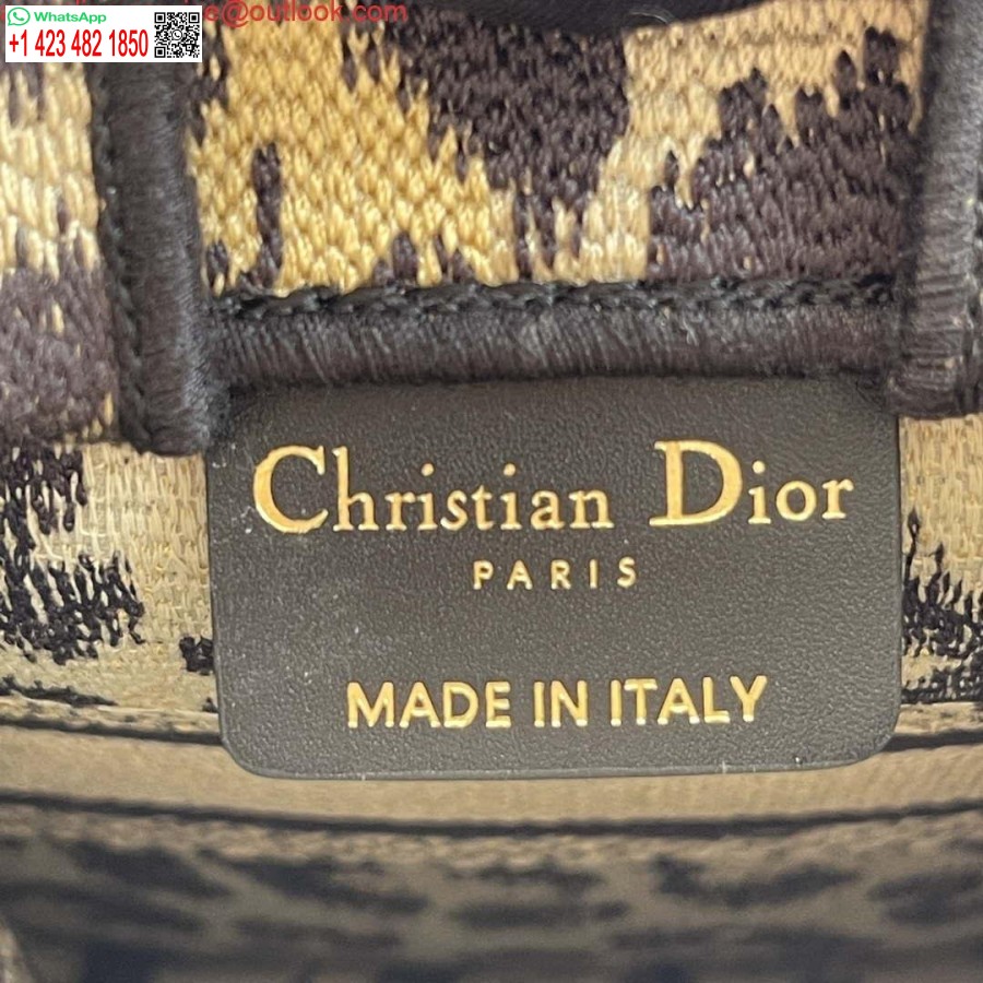 Replica Dior S5555 Mini Dior Knygų Krepšys Smėlio Spalvos Ir Juodos Spalvos Mizza Siuvinėjimas