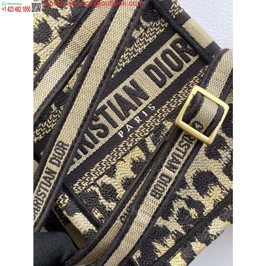 Replica Dior S5555 Mini Dior Knygų Krepšys Smėlio Spalvos Ir Juodos Spalvos Mizza Siuvinėjimas