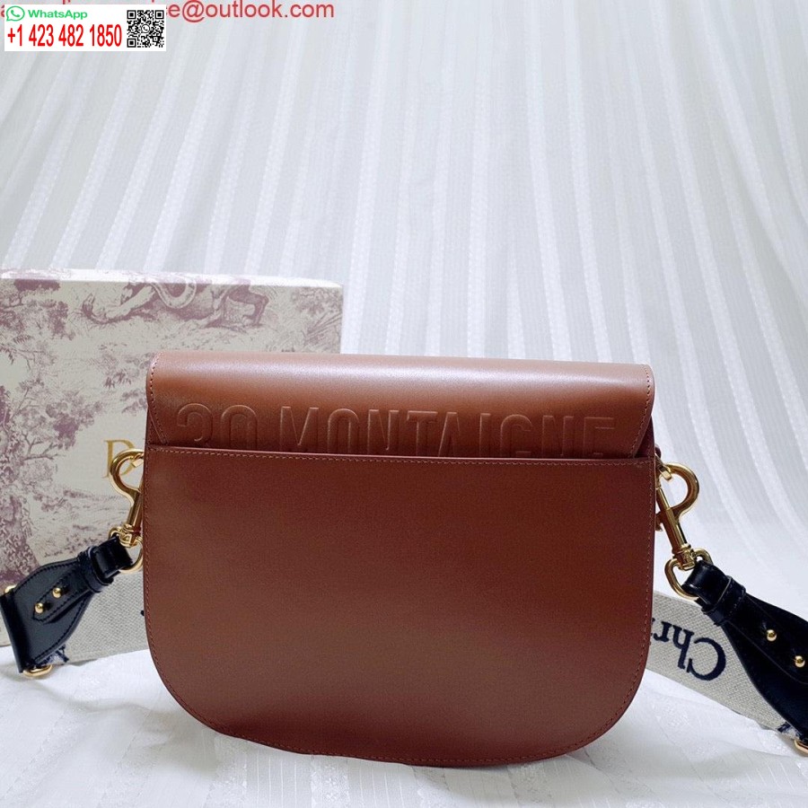 ماکت Dior M9320 کیف بزرگ بابی جعبه قهوه ای پوست گوساله با بند مورب آبی