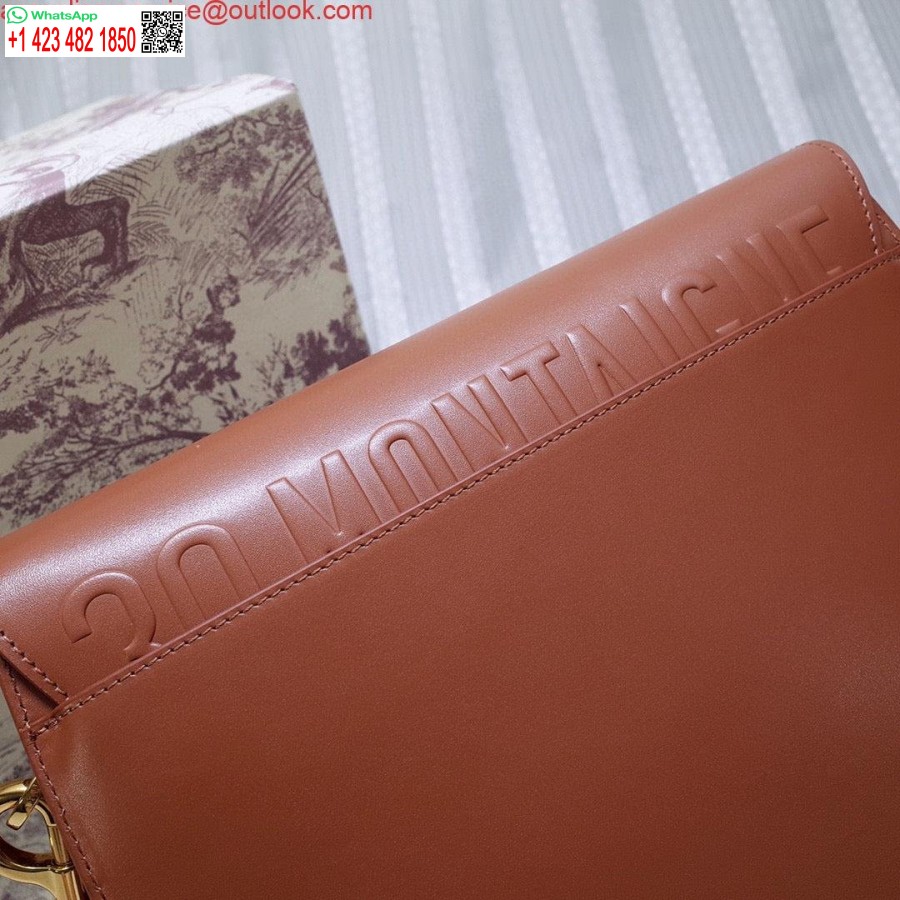 ماکت Dior M9320 کیف بزرگ بابی جعبه قهوه ای پوست گوساله با بند مورب آبی