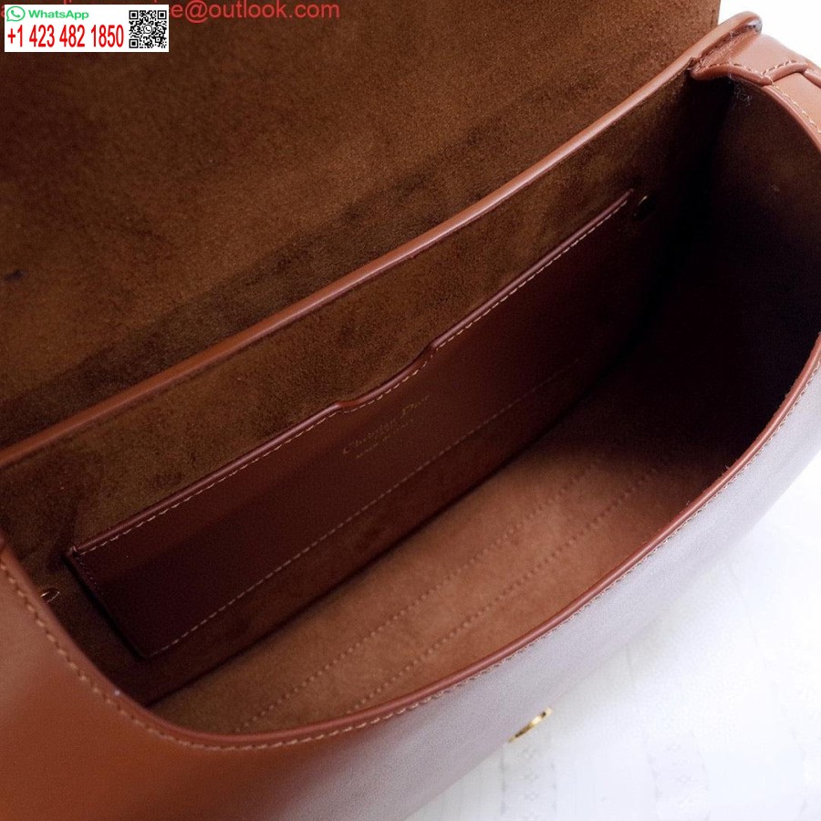 ماکت Dior M9320 کیف بزرگ بابی جعبه قهوه ای پوست گوساله با بند مورب آبی