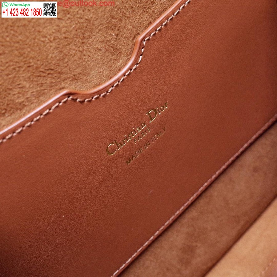 ماکت Dior M9320 کیف بزرگ بابی جعبه قهوه ای پوست گوساله با بند مورب آبی