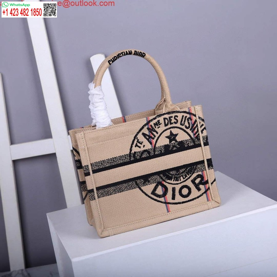 Replica Dior M1265 Väike Raamatukast Beež Džuudist Kangas Liidu Motiiviga