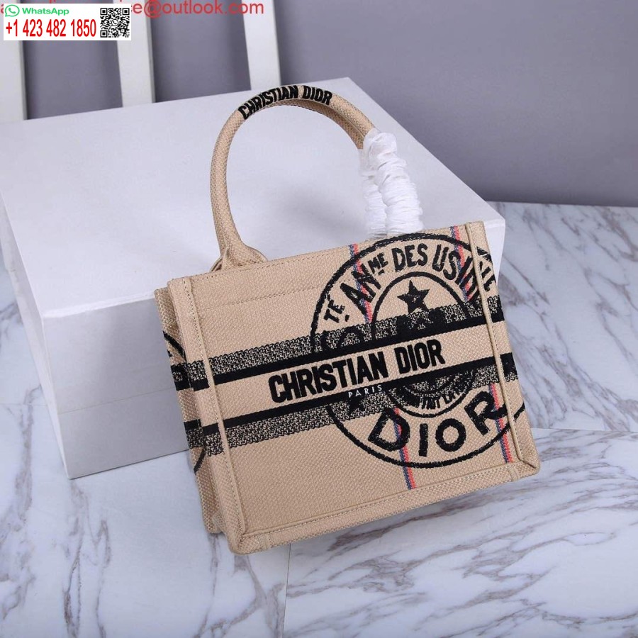 Replica Dior M1265 Väike Raamatukast Beež Džuudist Kangas Liidu Motiiviga