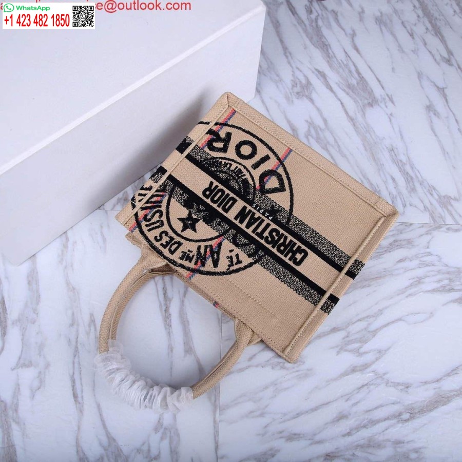 Replica Dior M1265 Väike Raamatukast Beež Džuudist Kangas Liidu Motiiviga