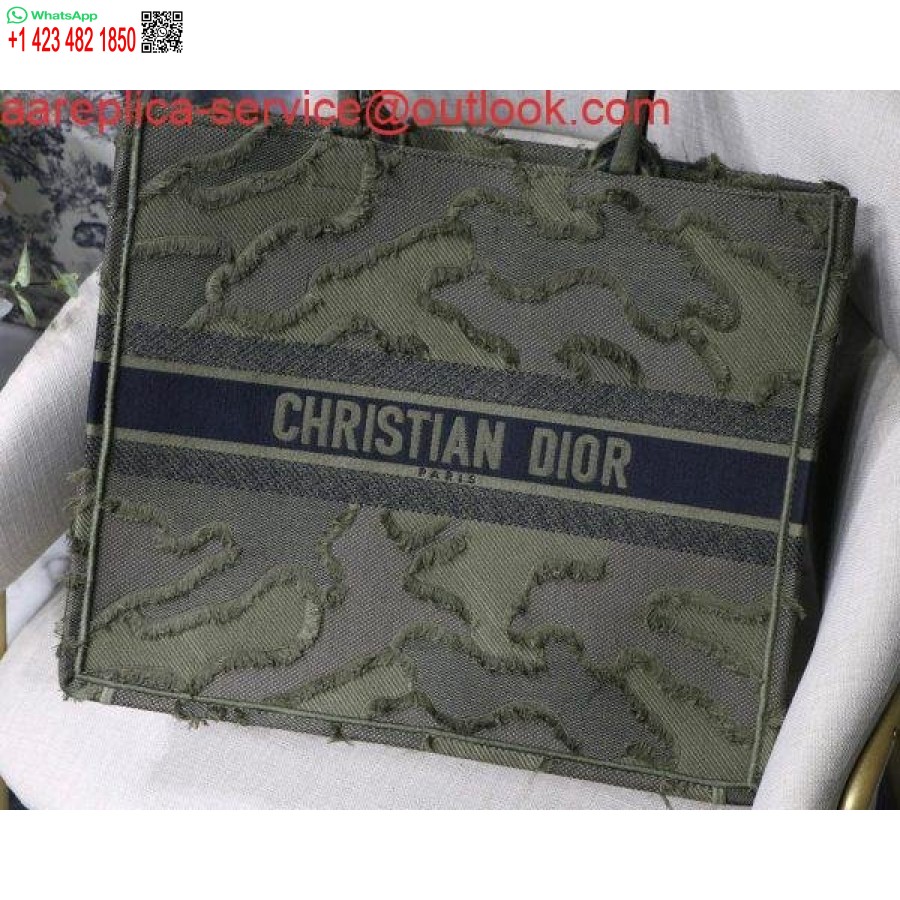 Replica Dior Book Tote M1286 žalia Kamufliažinio Siuvinėjimo Pirkinių Krepšys