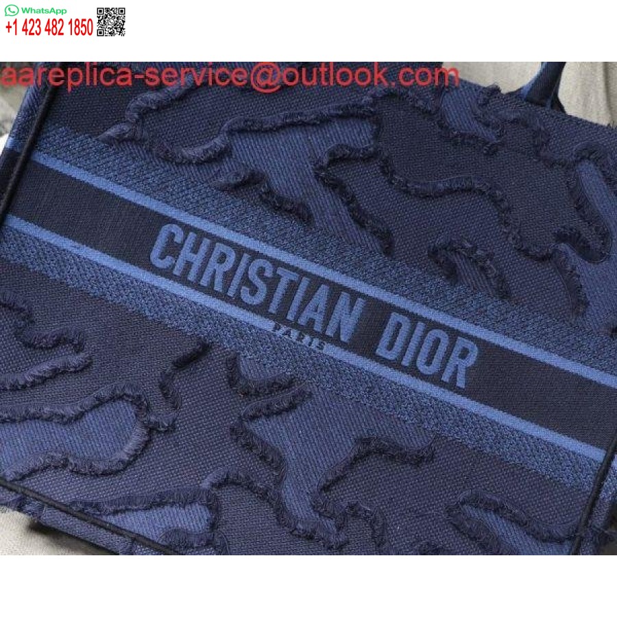 Replica Dior Book Tote M1286 گلدوزی استتار آبی