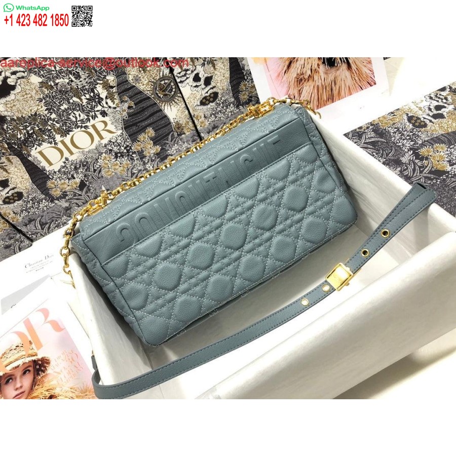 Replika Dior M9243 Didelis Karoso Krepšys Blauzdos Mėlynos Spalvos