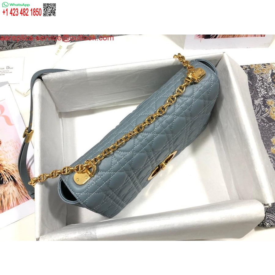Replika Dior M9243 Didelis Karoso Krepšys Blauzdos Mėlynos Spalvos