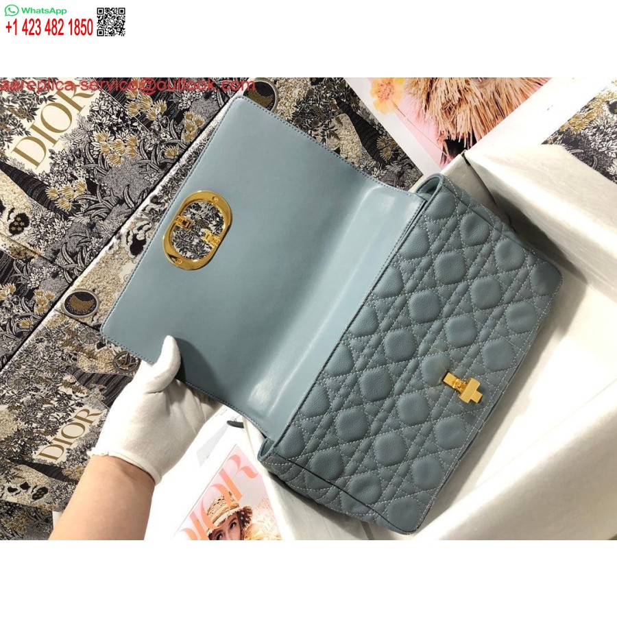 Replika Dior M9243 Didelis Karoso Krepšys Blauzdos Mėlynos Spalvos