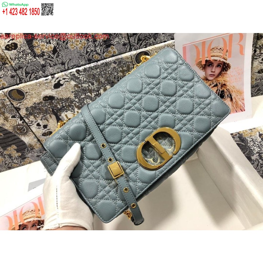 Replika Dior M9243 Didelis Karoso Krepšys Blauzdos Mėlynos Spalvos
