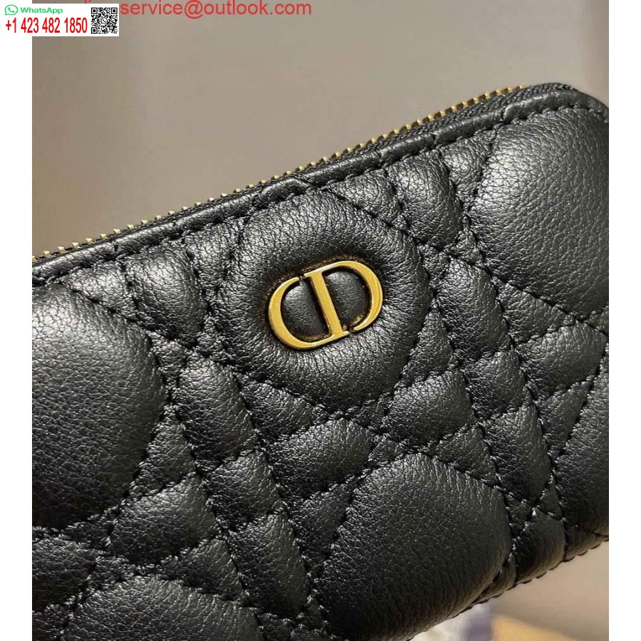 Réplique Dior Caro Mini Pochette à Fermeture éclair 5087 Noir