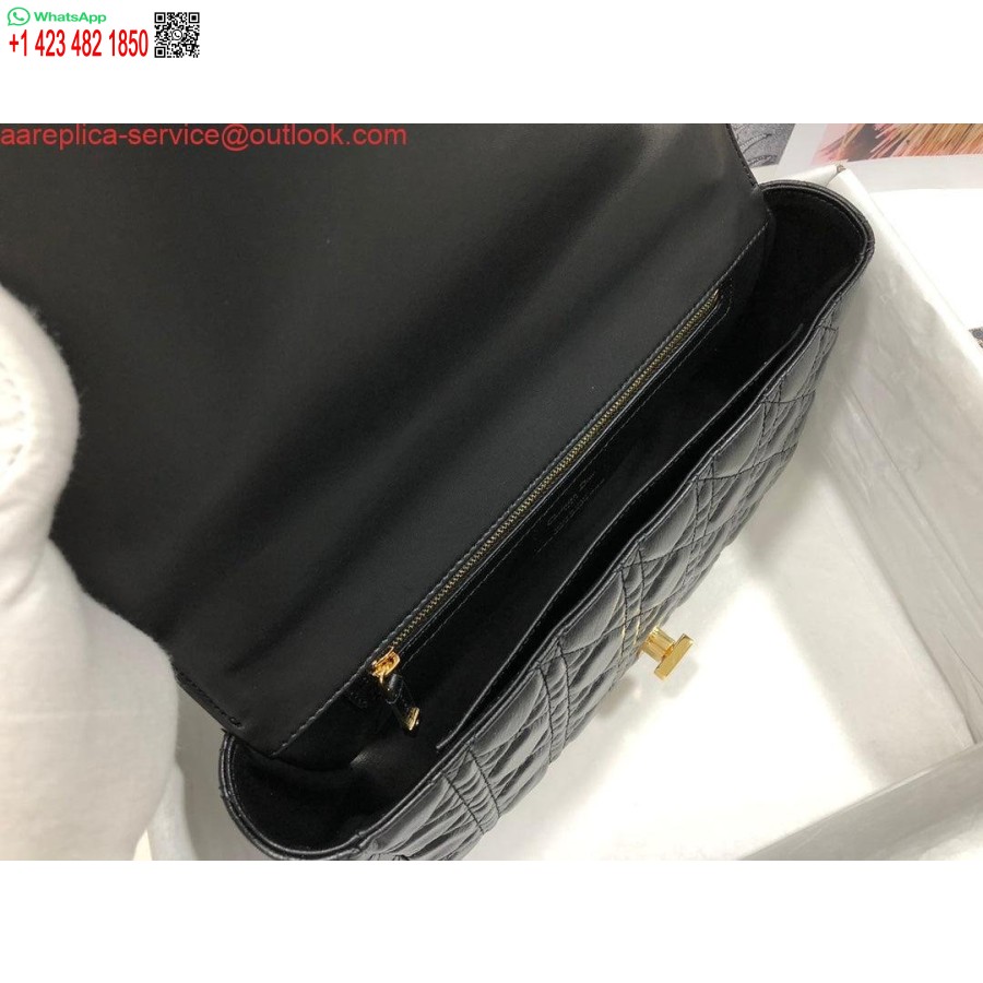 Replica Dio Rm9243 μεγάλη τσάντα Caro από δέρμα μοσχαριού μαύρο λογότυπο χρυσό