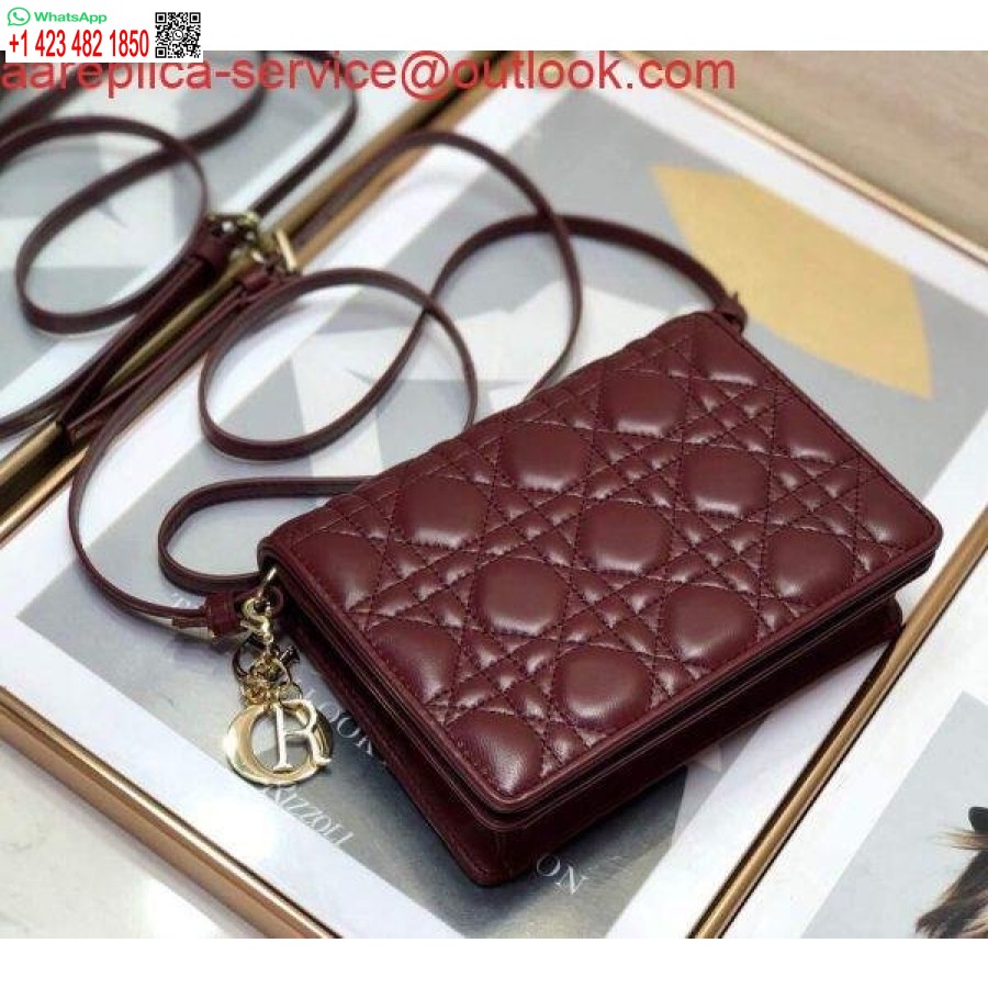 Replica Dior S0855 Dior Lady Dior Pussi Viininpunainen Ultramatta Cannage Vasikannahka