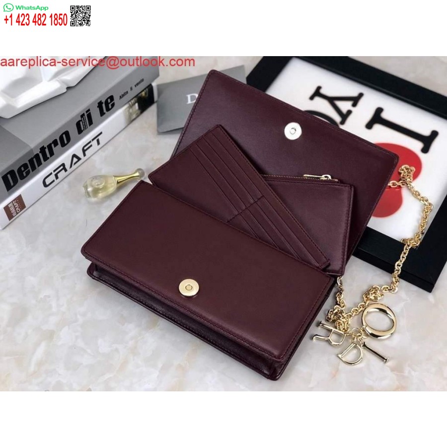 Replica Dior S0204 Husă Lady Dior Piele De Vițel Cannage Ultramat Vin Roșu