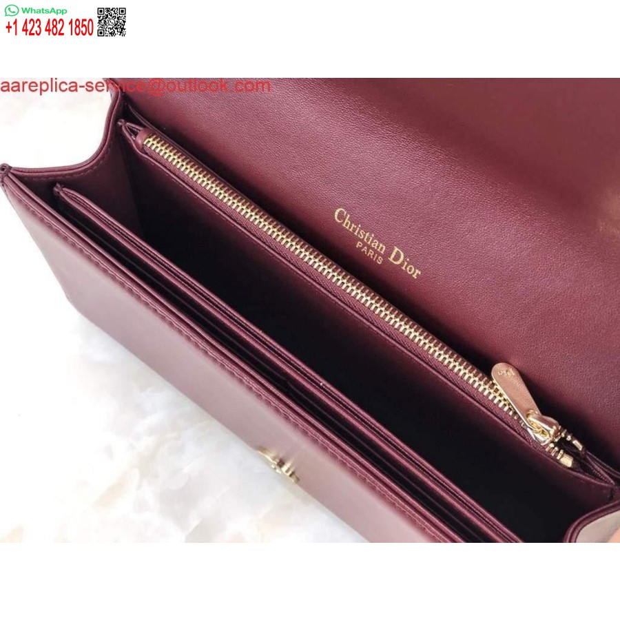 Replica Dior S0204 Husă Lady Dior Piele De Vițel Cannage Ultramat Vin Roșu