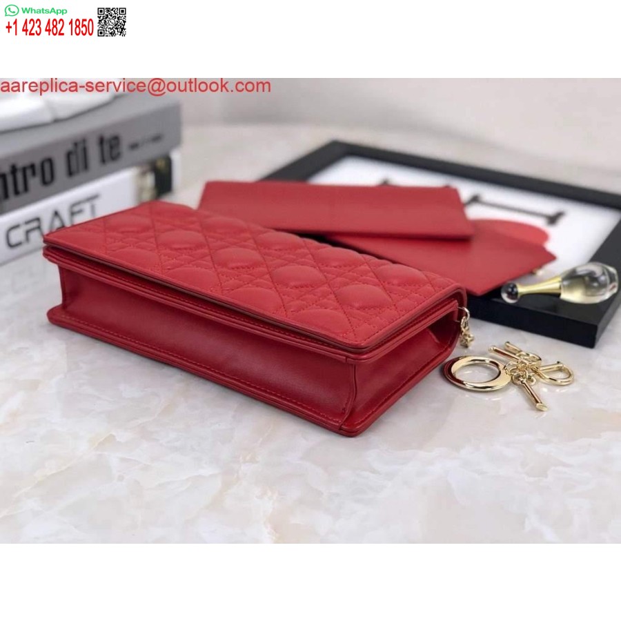 Replica Dior S0204 Lady Dior Maišelis Ultramatinis Cannage Blauzdos Raudonas