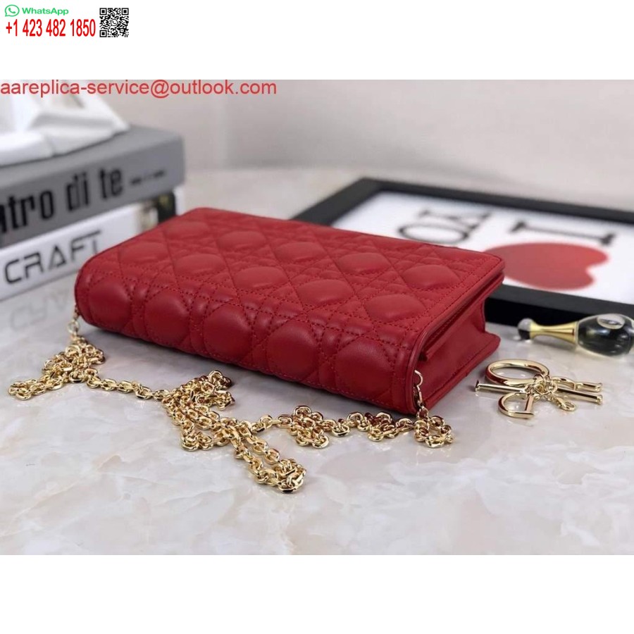 Replica Dior S0204 Lady Dior Maišelis Ultramatinis Cannage Blauzdos Raudonas