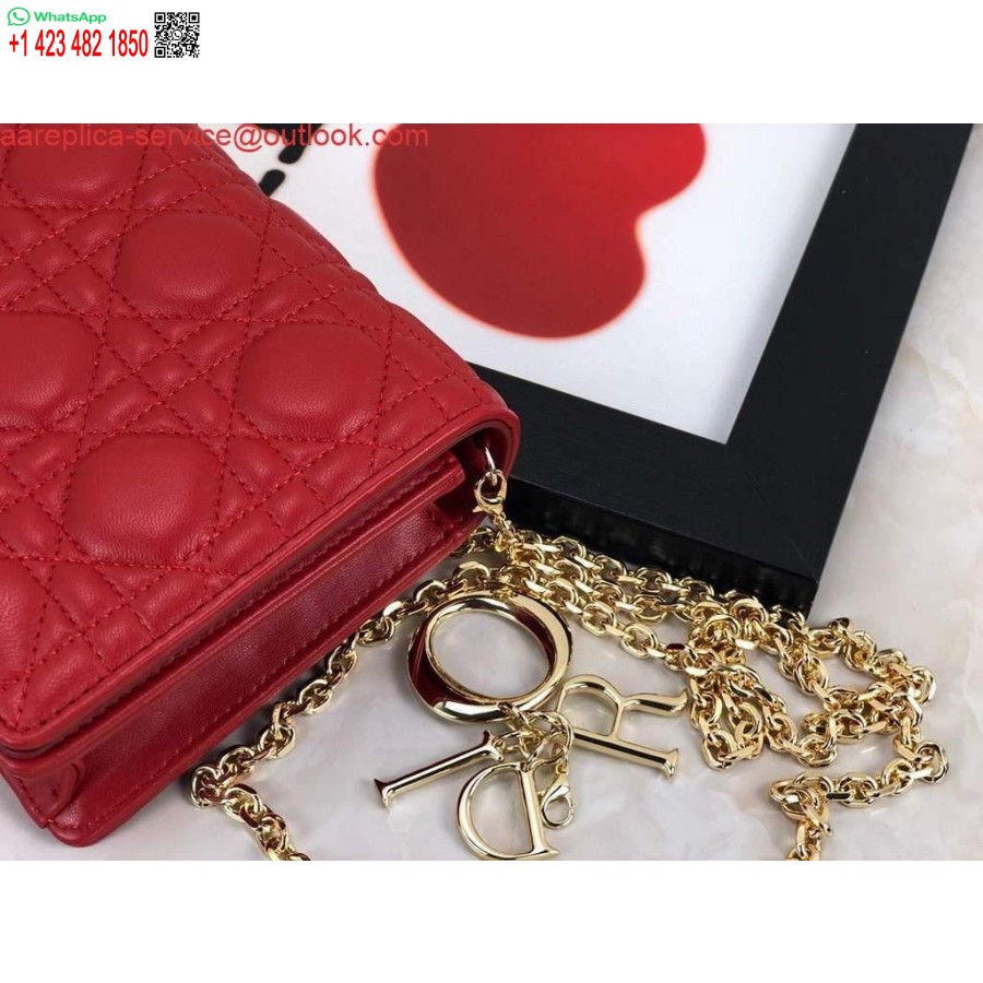 Replica Dior S0204 Lady Dior Maišelis Ultramatinis Cannage Blauzdos Raudonas