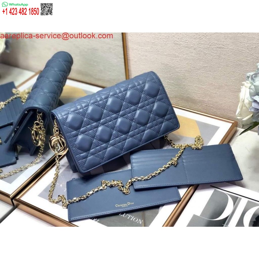 Replica Dior S0204 Lady Dior Husă Ultramat Piele De Vițel Cannage Albastru