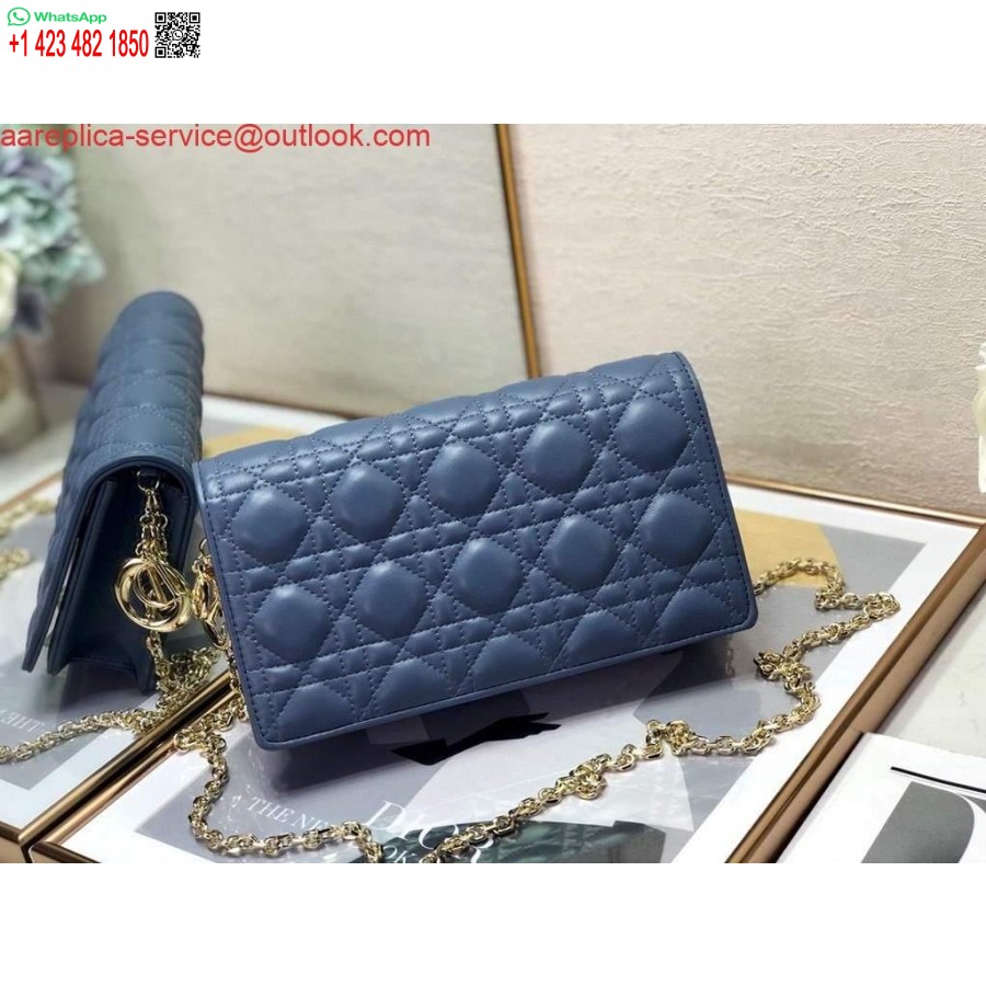 Replica Dior S0204 Lady Dior Husă Ultramat Piele De Vițel Cannage Albastru