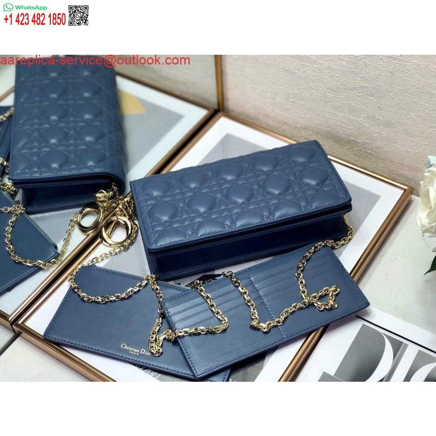 Replica Dior S0204 Lady Dior Husă Ultramat Piele De Vițel Cannage Albastru