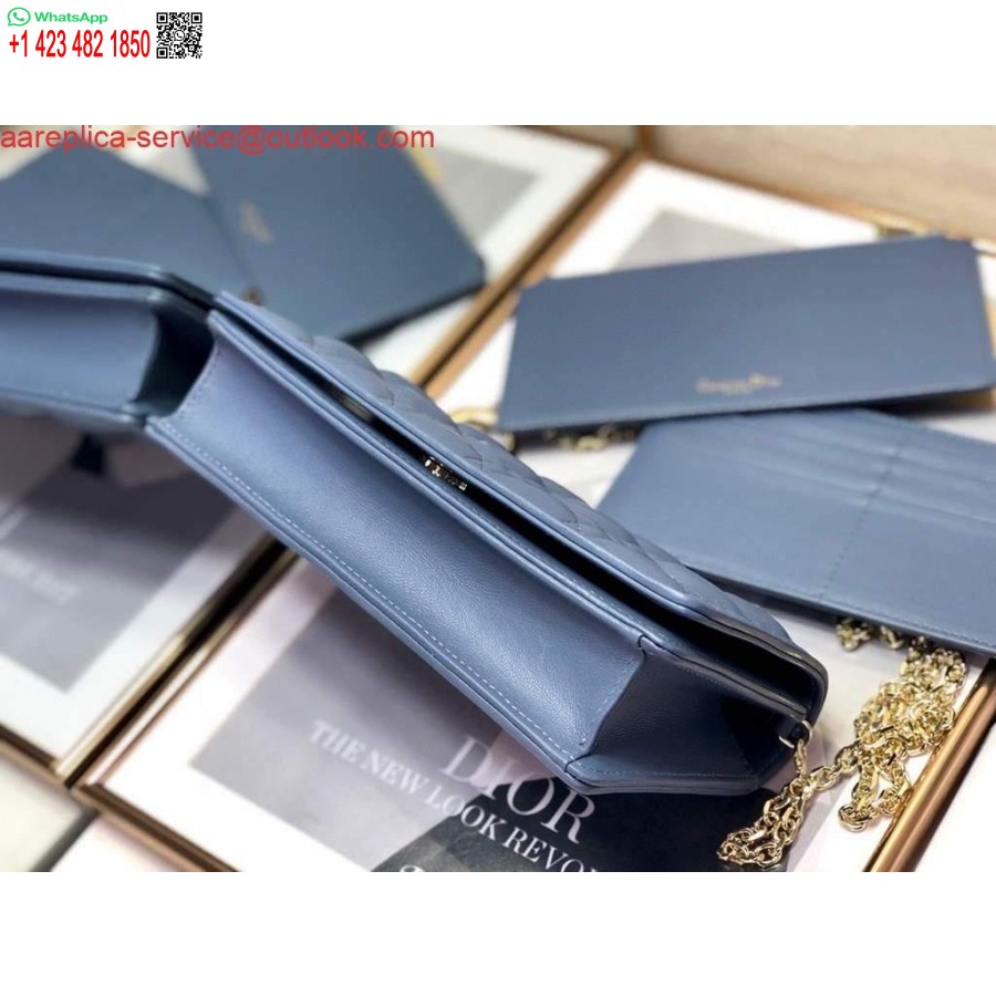 Replica Dior S0204 Lady Dior Husă Ultramat Piele De Vițel Cannage Albastru