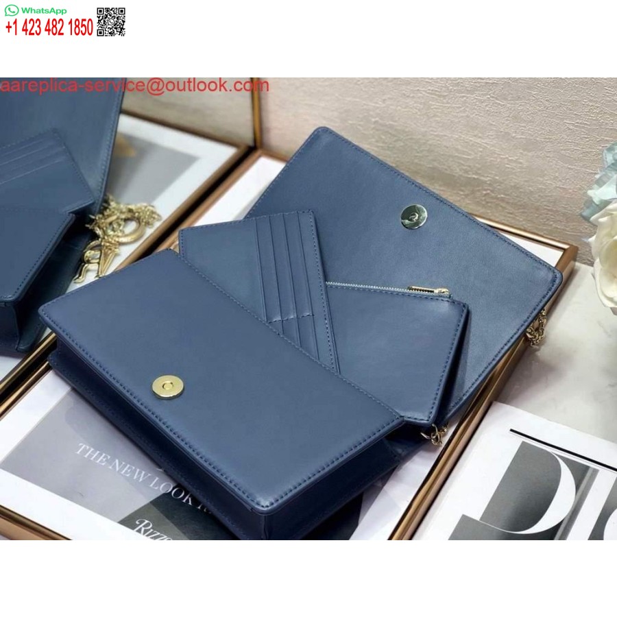 Replica Dior S0204 Lady Dior Husă Ultramat Piele De Vițel Cannage Albastru