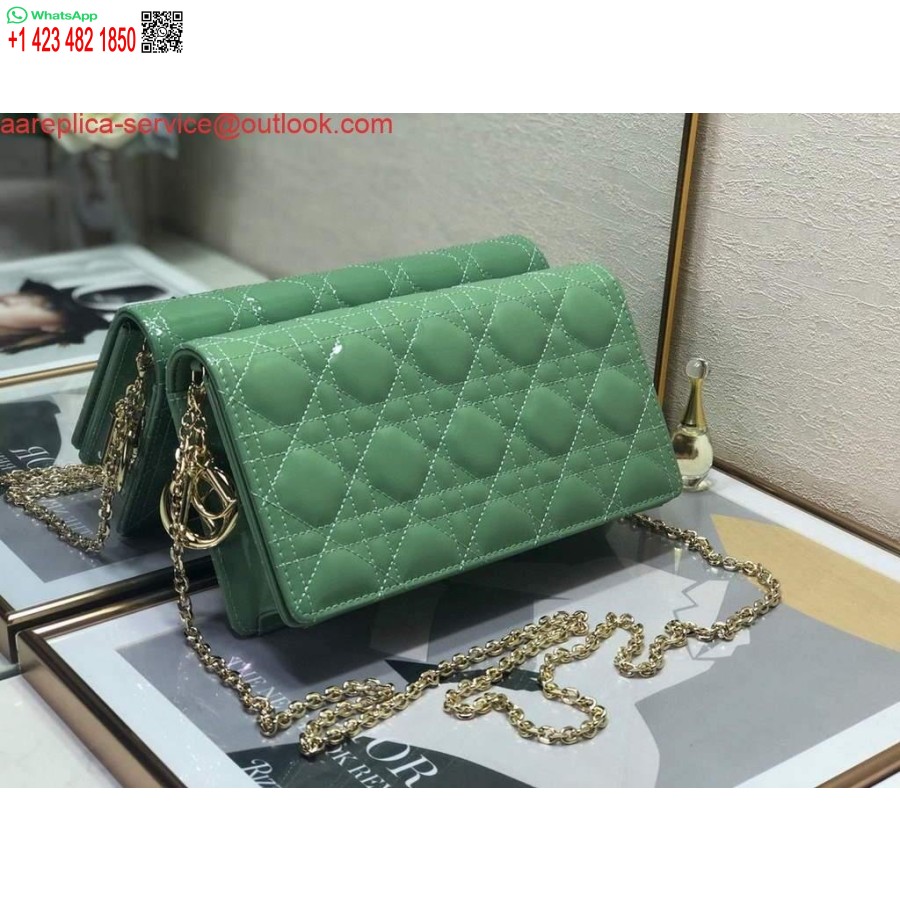 Replica Dior S0204 Lady Dior Husă Brevet Cannage Piele De Vițel Verde