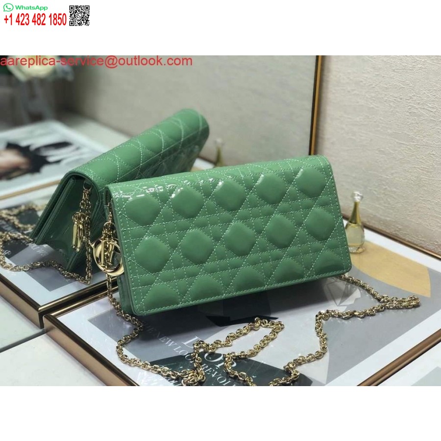 Replica Dior S0204 Lady Dior Husă Brevet Cannage Piele De Vițel Verde