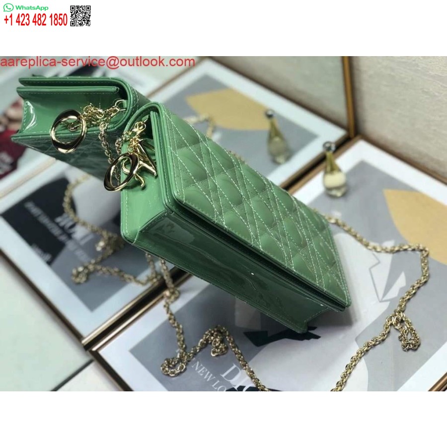 Replica Dior S0204 Lady Dior Husă Brevet Cannage Piele De Vițel Verde