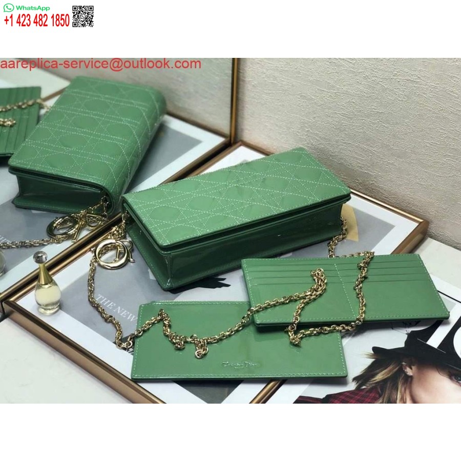 Replica Dior S0204 Lady Dior Husă Brevet Cannage Piele De Vițel Verde