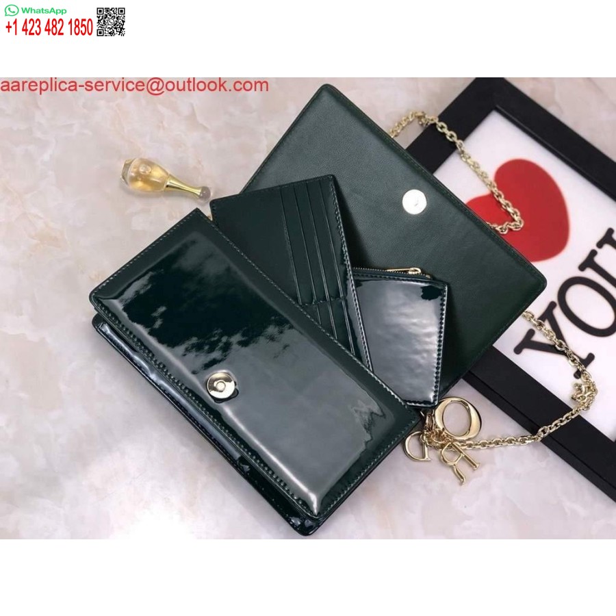 Replica Dior S0204 Lady Dior Husă Brevet Cannage Piele De Vițel Verde închis