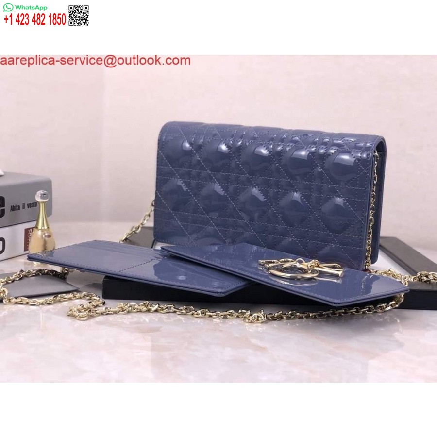 Replica Dior S0204 Lady Dior Husă Brevet Cannage Piele De Vițel Albastru