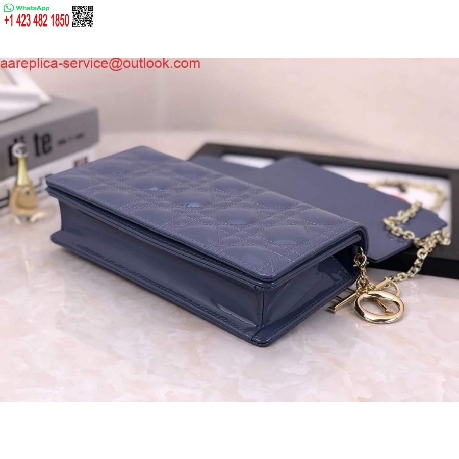 Replica Dior S0204 Lady Dior Husă Brevet Cannage Piele De Vițel Albastru