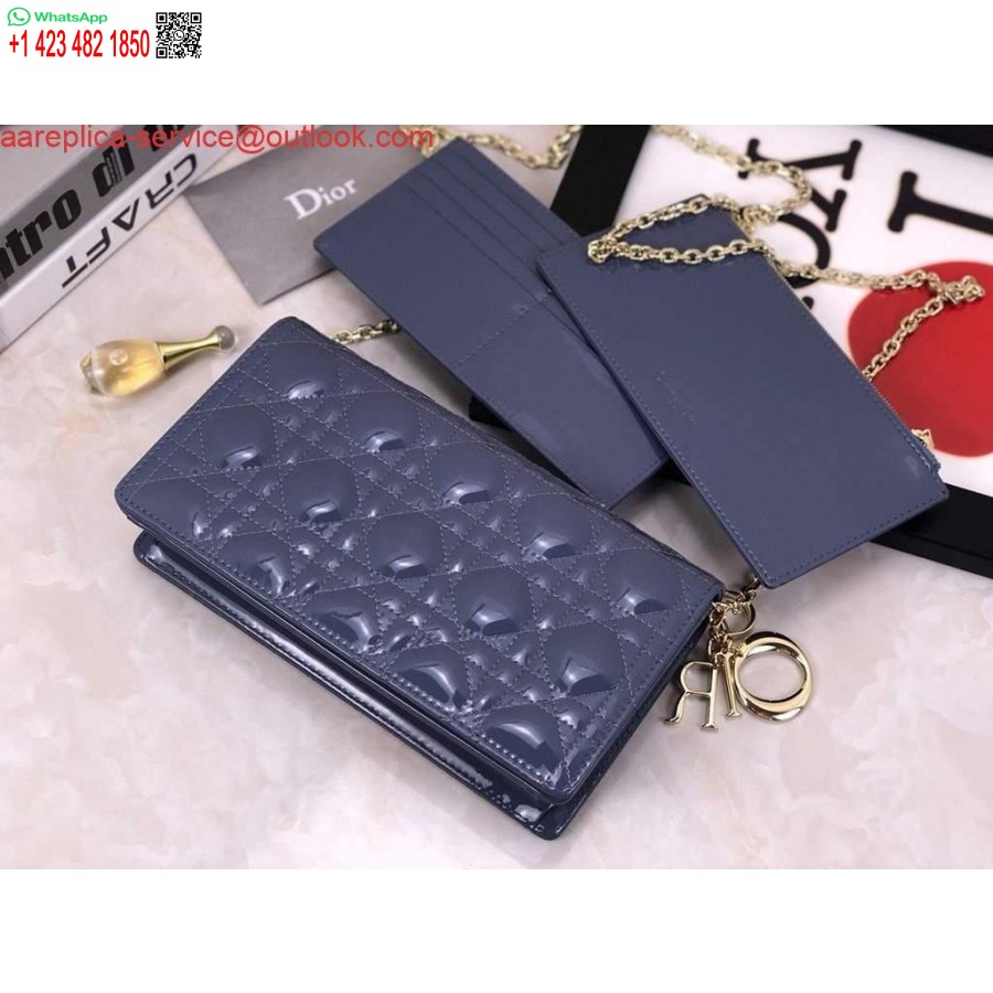 Replica Dior S0204 Lady Dior Husă Brevet Cannage Piele De Vițel Albastru