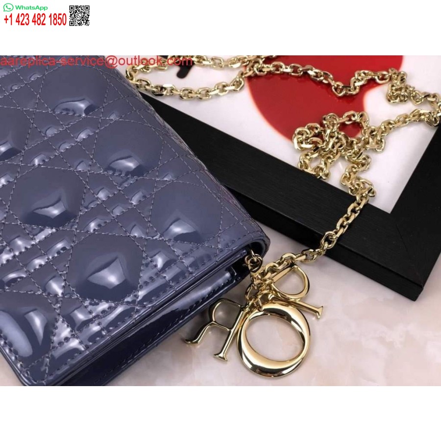 Replica Dior S0204 Lady Dior Husă Brevet Cannage Piele De Vițel Albastru