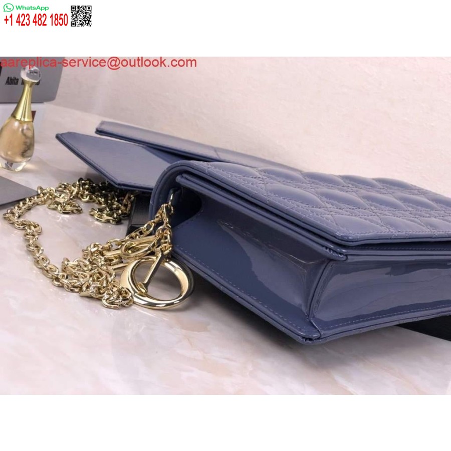 Replica Dior S0204 Lady Dior Husă Brevet Cannage Piele De Vițel Albastru