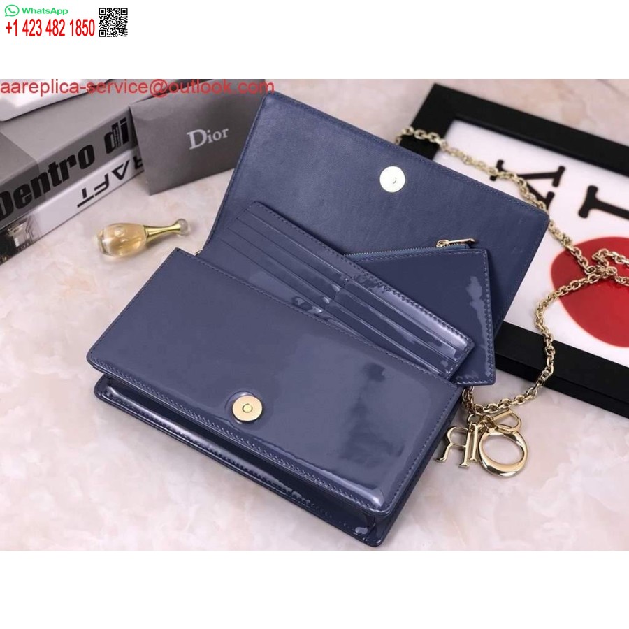 Replica Dior S0204 Lady Dior Husă Brevet Cannage Piele De Vițel Albastru